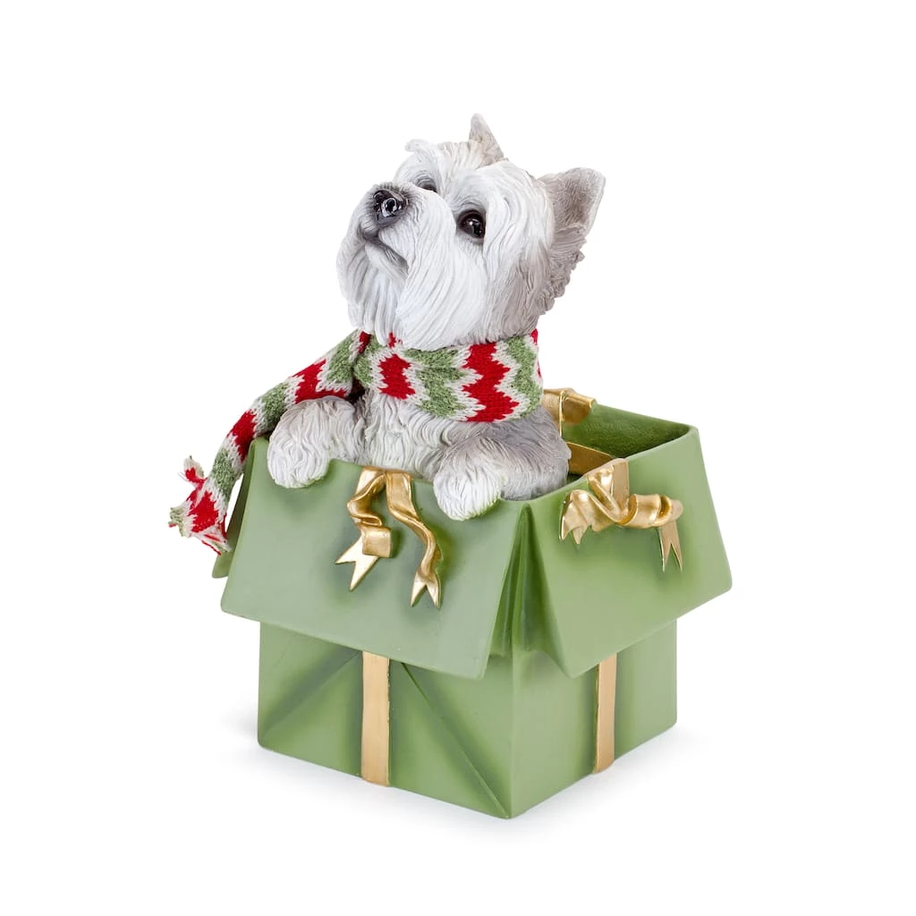 Outlet ⭐ Dog in Present Figurine Set, 11" & 11.5" by Melrose ❤️ 5 Outlet ⭐ Dog in Present Figurine Set, 11" & 11.5" by Melrose ❤️ - Image 3