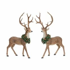 New 🛒 Deer with Wreath Figurine Set, 28" & 28.5" by Melrose 🧨