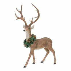 New 🛒 Deer with Wreath Figurine Set, 28" & 28.5" by Melrose 🧨 -Melrose Shop D663202S 3