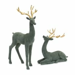 Cheap ✨ Flocked Deer Figurine Set, 10" & 19" by Melrose 🎉