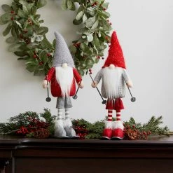 New 🤩 14.25" Skiing Gnome Figurine Set by Melrose 👏 -Melrose Shop D663213S 4