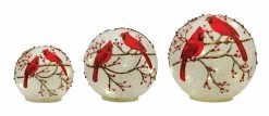 Hot Sale 🌟 Cardinal LED Glass Globe Set, 4.5", 6" & 7" by Melrose ⭐