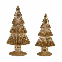 Best Sale 👏 Gold LED Glass 🎁 Christmas Tree Set, 10" & 12" by Melrose 🔥