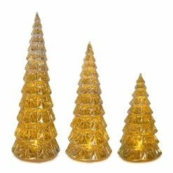 New 🤩 Gold LED Glass ❄ Christmas Tree Set, 7.5", 9" & 12" by Melrose 🔔