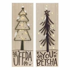 Budget 🤩 24" LED You Betcha & Uffda Tree Sign Set by Melrose 💯