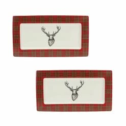 Flash Sale ✨ 13.25" Plaid Deer Platters, 2ct. by Melrose 🔥