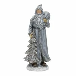 Promo 🎉 12.75" Silver Santa Figurine Set by Melrose ⌛ -Melrose Shop D663273S 3