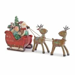 Best reviews of 😍 11" Resin Santa In Sleigh With Reindeer Figurine by Melrose ✨