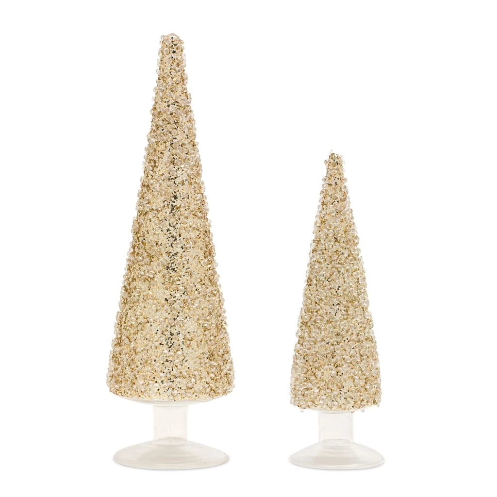 Promo π Gold & Silver Glass Holiday Tree Décor Set, 8.25" & 11.5" by Melrose π 3 Promo π Gold & Silver Glass Holiday Tree Décor Set, 8.25" & 11.5" by Melrose π