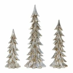 Coupon 💯 Silver & Gold Sculpted Holiday Tree Décor Set, 14.75", 18.75" & 26.75" by Melrose ⭐