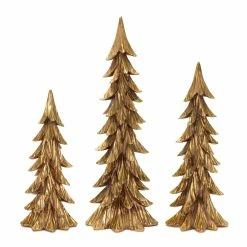 Best Sale ❤️ Gold Sculpted Holiday Tree Décor Set, 16", 18" & 23.5" by Melrose 🔔